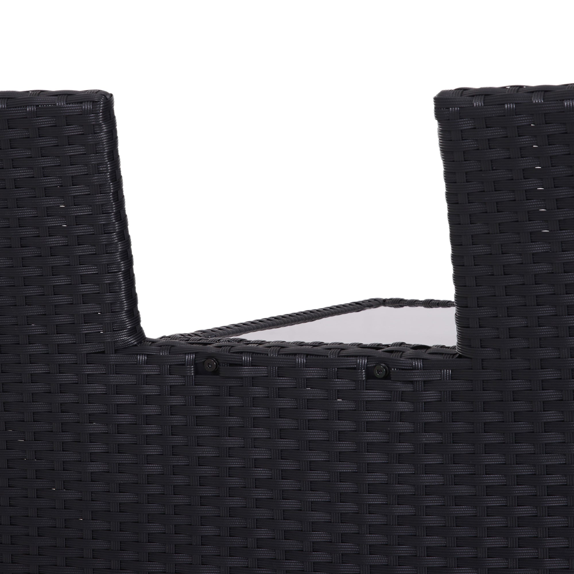 2-Seater Rattan Chair Set with Middle Tea Table - Black