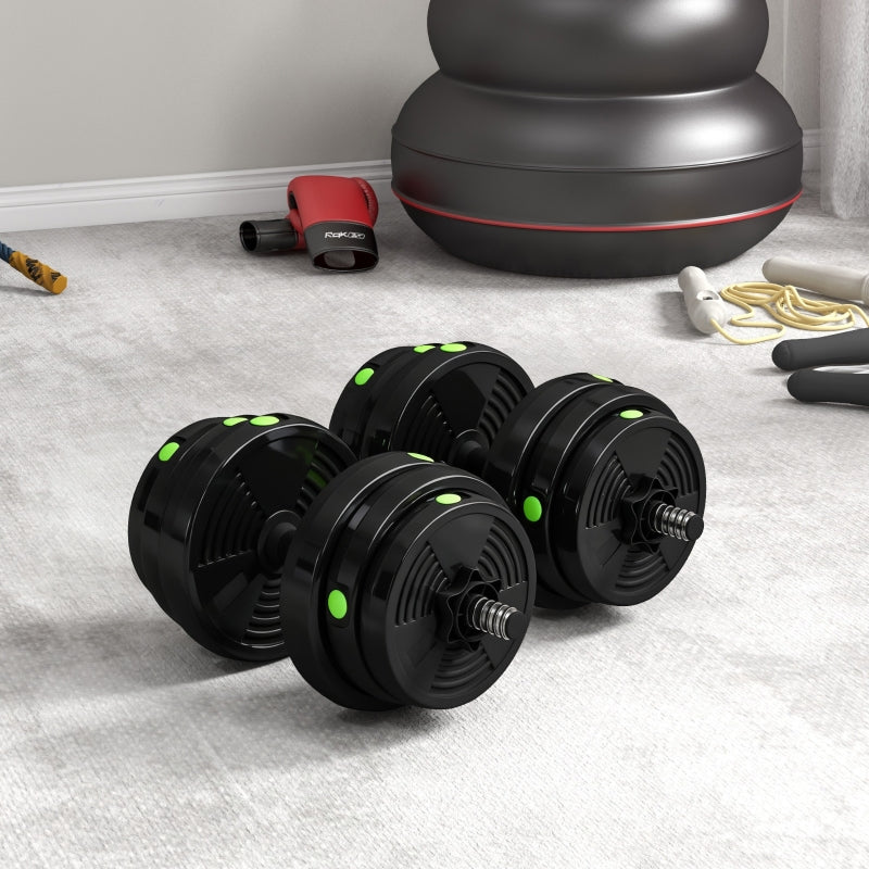 2-in-1 Dumbbell Set 25 kg Barbell & Dumbbell - Black/Green