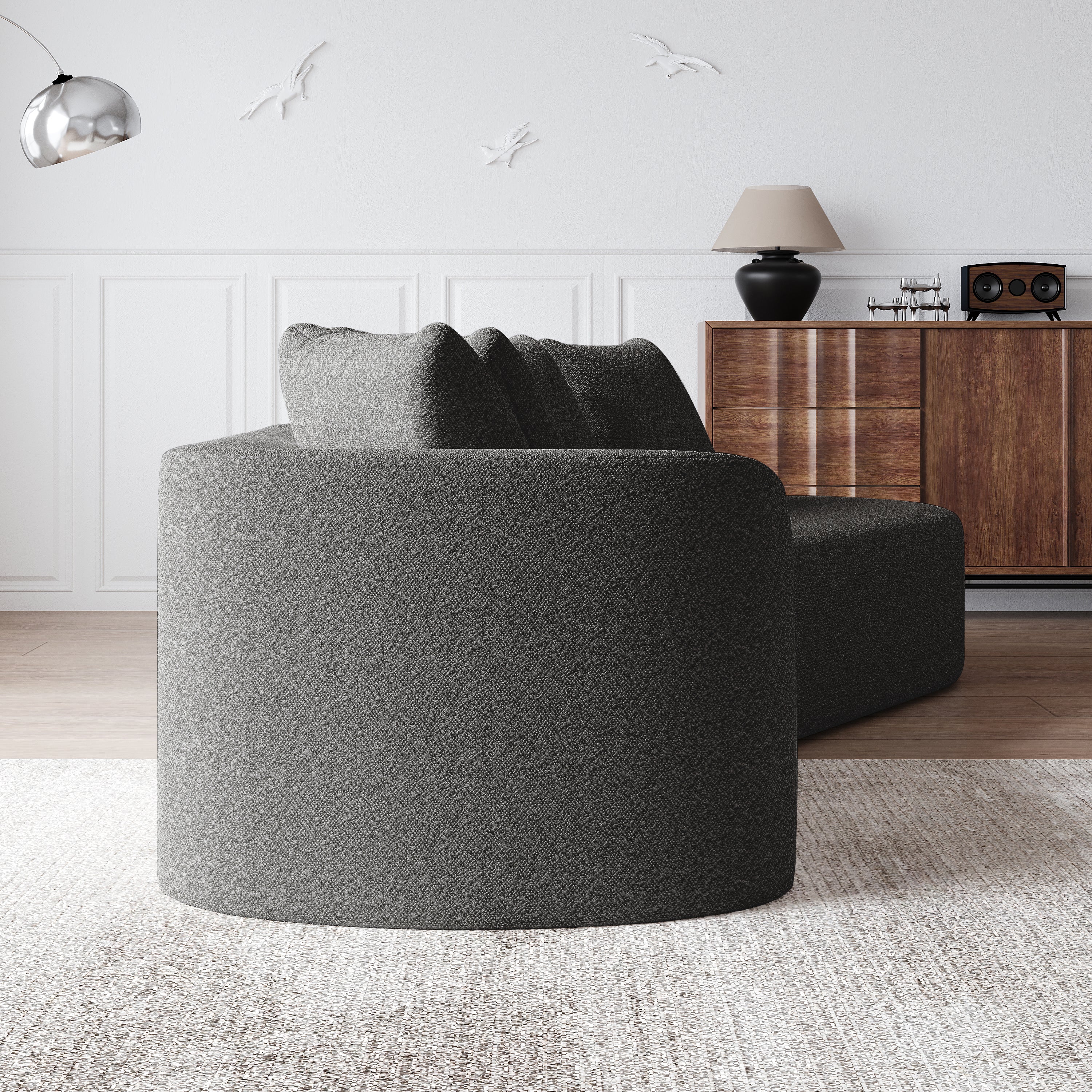 Chenille Sofa, Modern Oversized 4-Seater Corner with Deep Seat & Pillows, Cloud Couch