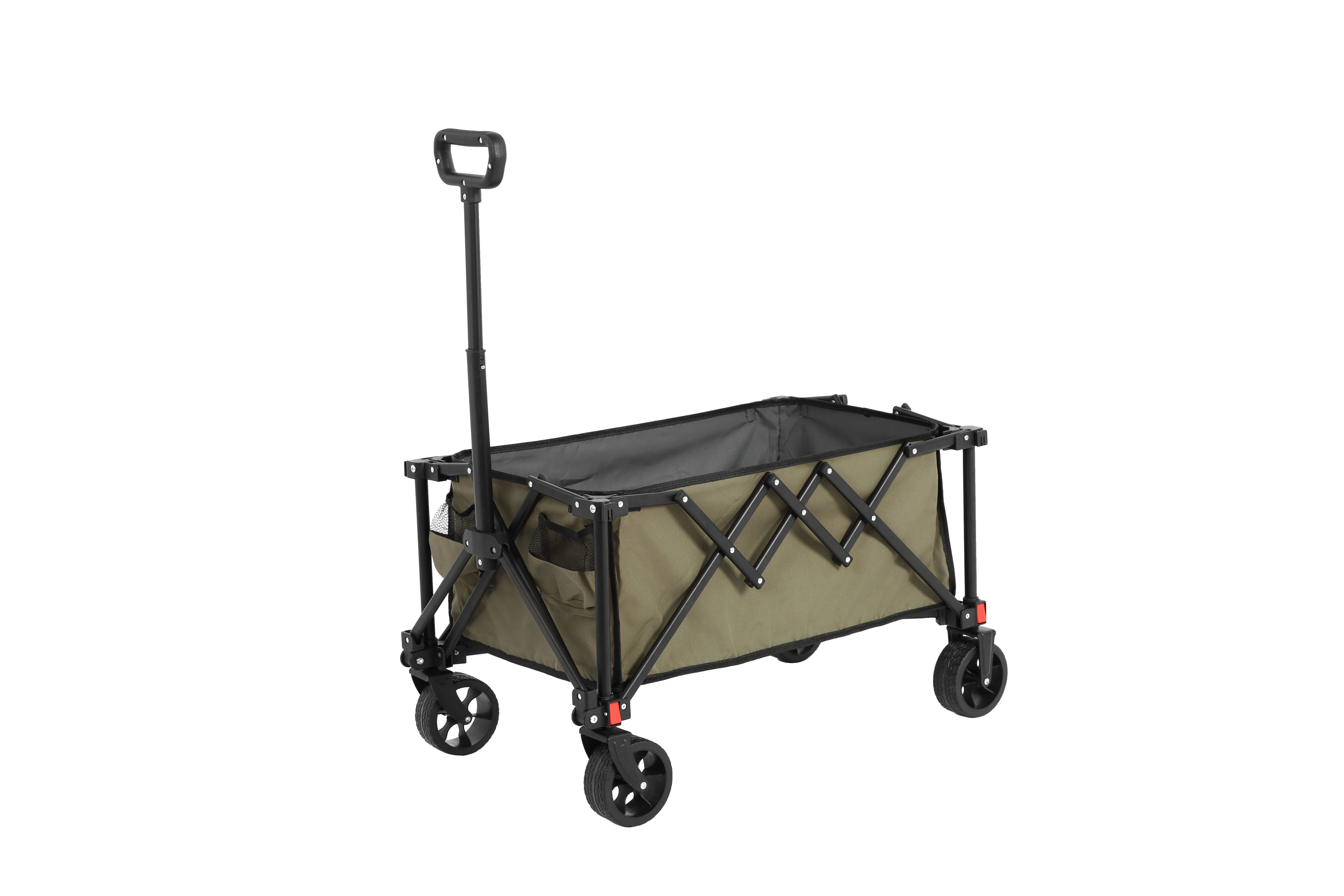 Folding Wagon Carts, all terrain wheels, heavy duty, adjustable handle, army green
