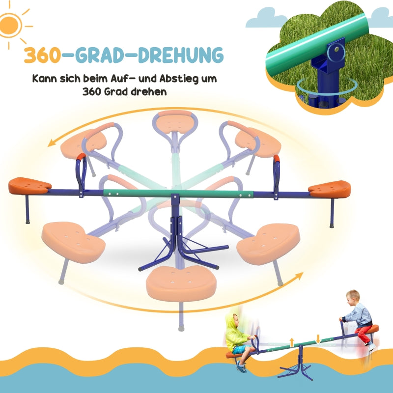 Children's Rocking Chair with 360° Rotation and 2-Seater Garden Rocker, UV-Resistant Metal