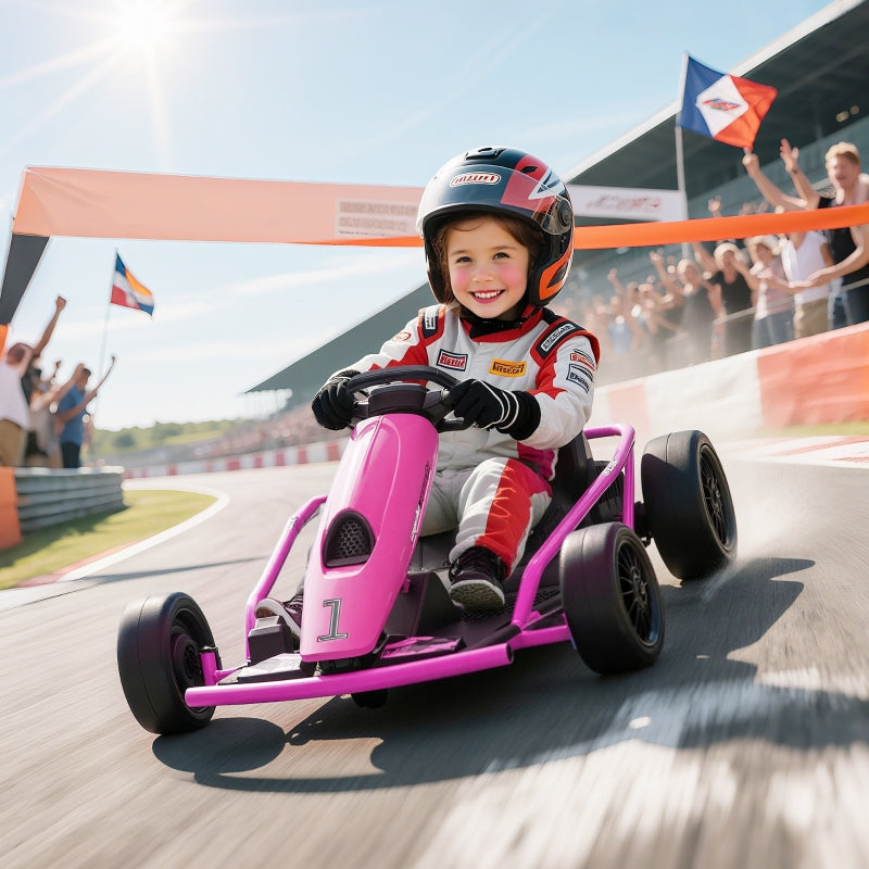 Electric Go Kart, 24V Drift Racing with 2 Speeds, Pink