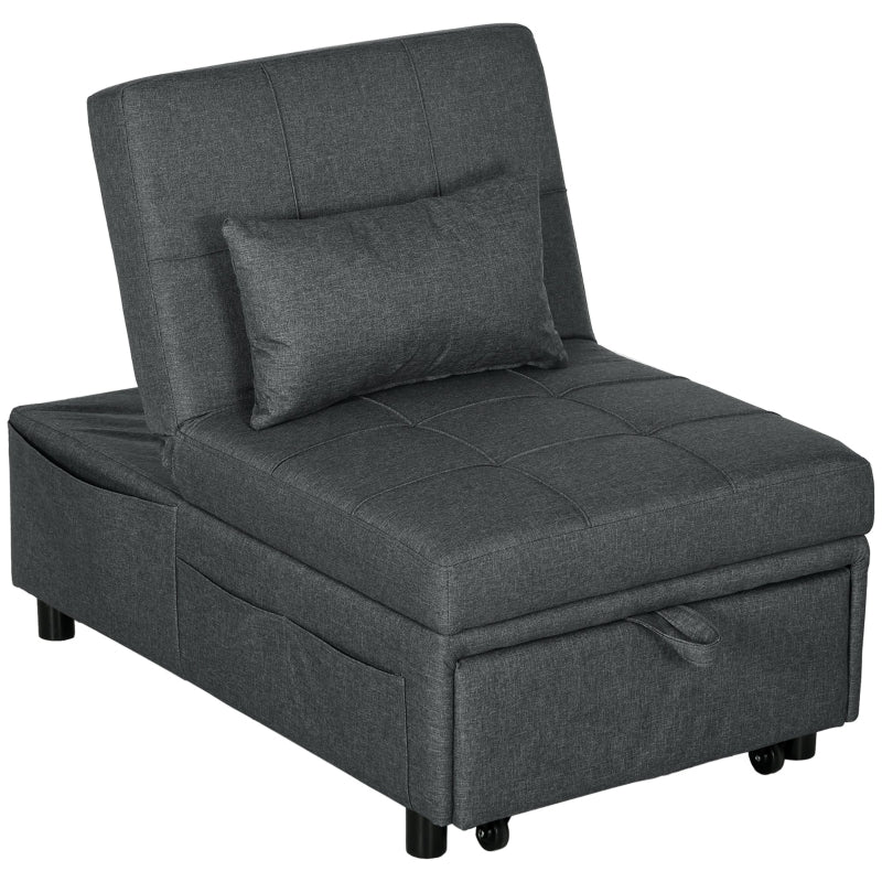 Convertible Chair Bed, 4-in-1 Sleeper Sofa Recliner, Grey