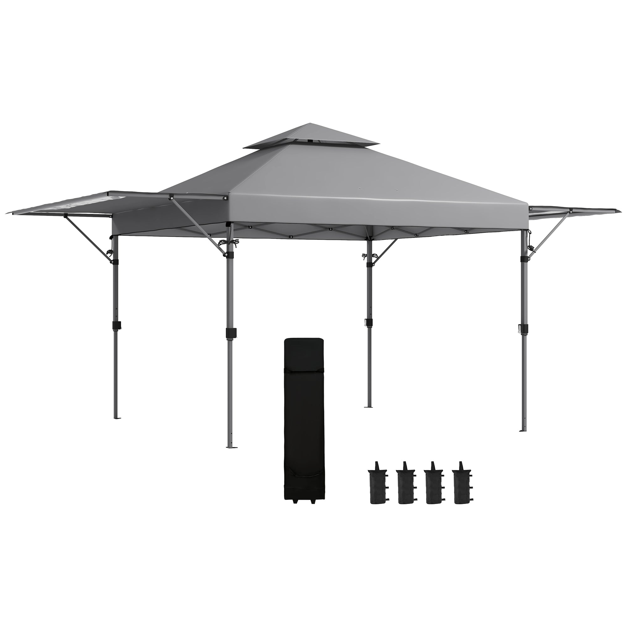 3 x 3m Pop-Up Gazebo, Height Adjustable with Accessories - Grey
