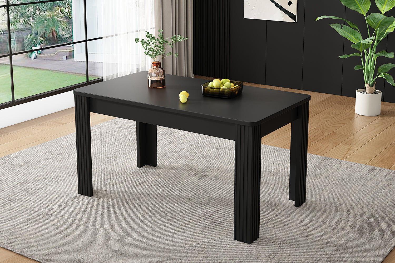 Dining Table Rectangular Modern Simple - Black