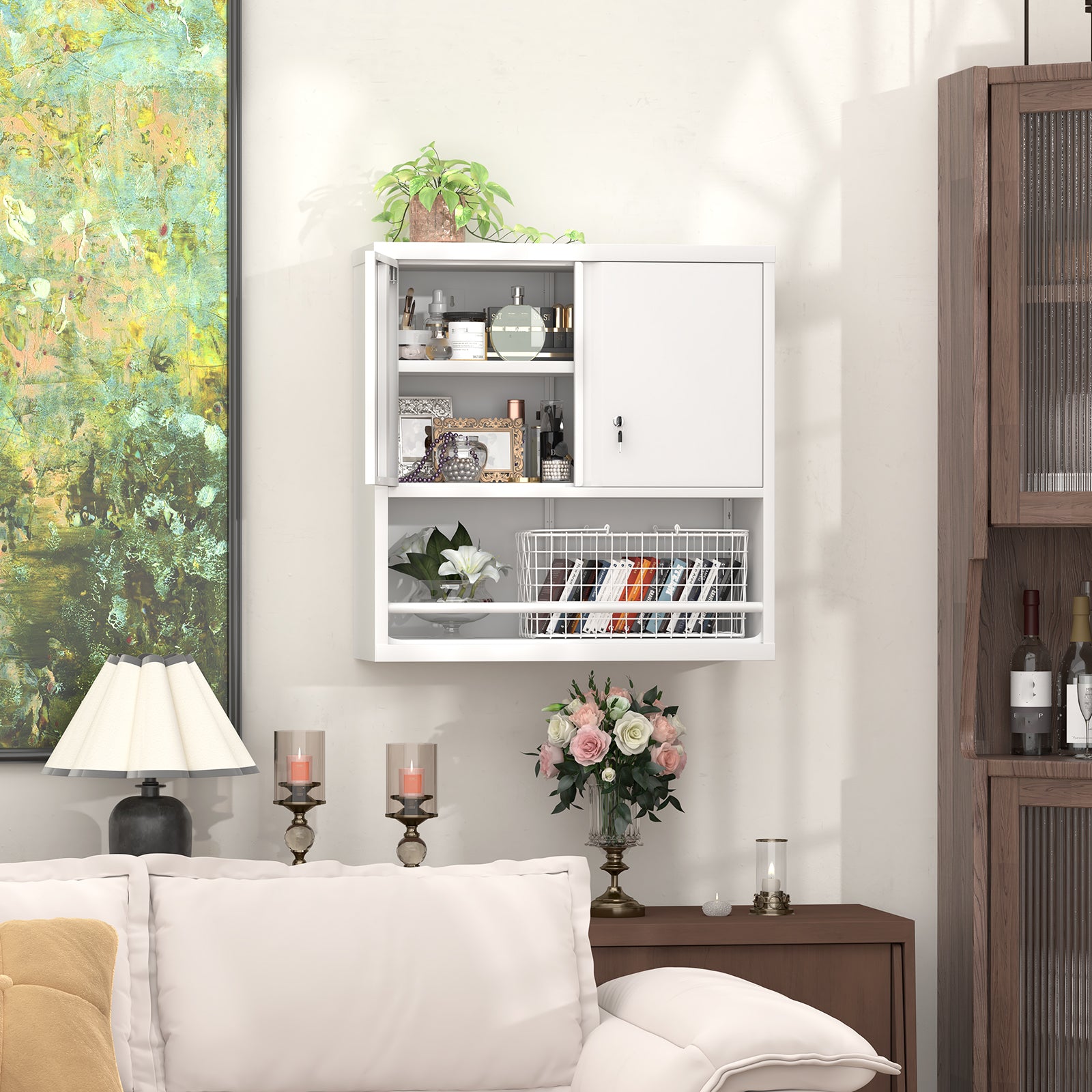 Metal Storage Cabinet with 2 Doors and Adjustable Shelves, Black Steel