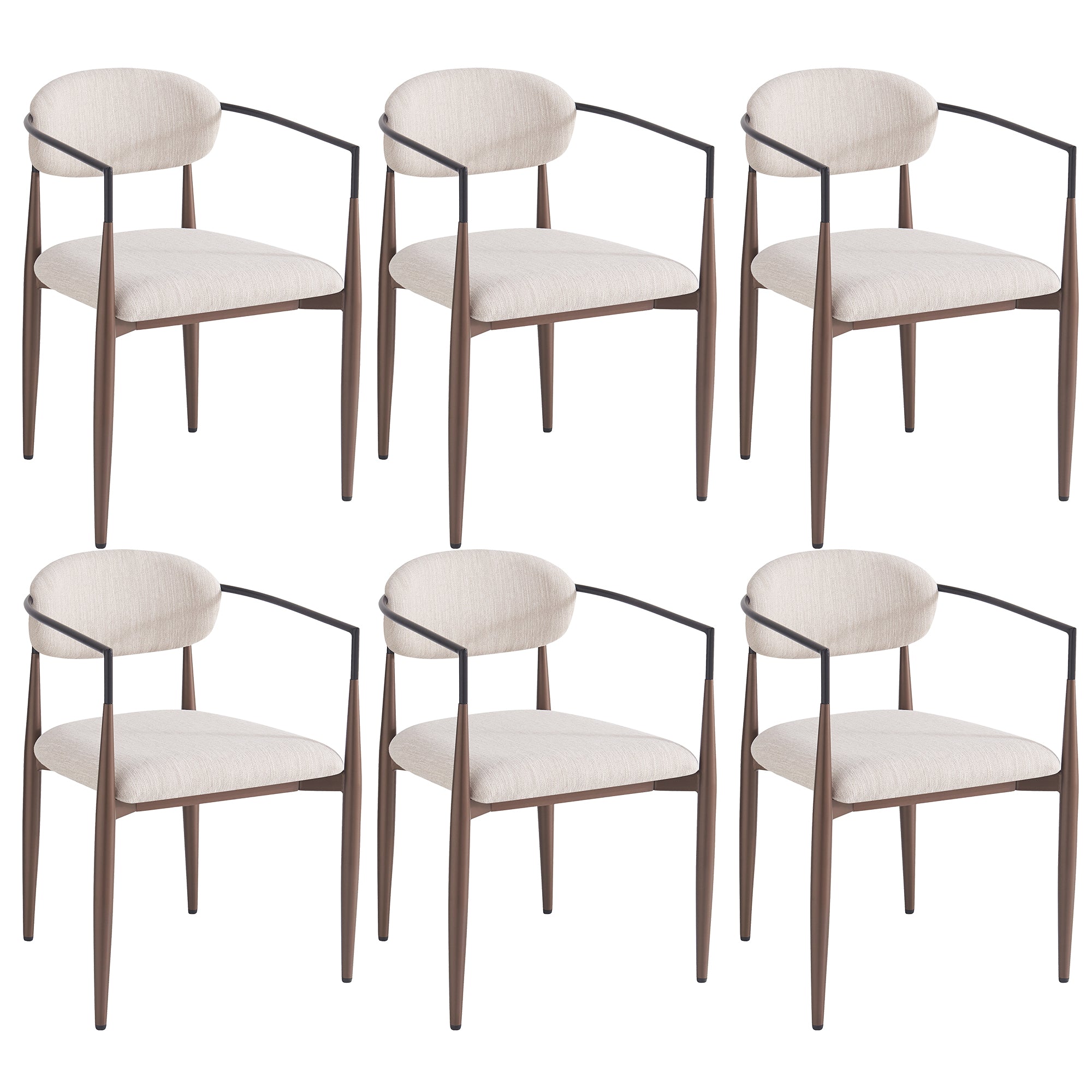 Dining Chair Set (6 Pieces), Ergonomic Modern Luxury Adjustable, High-Quality Linen Fabric