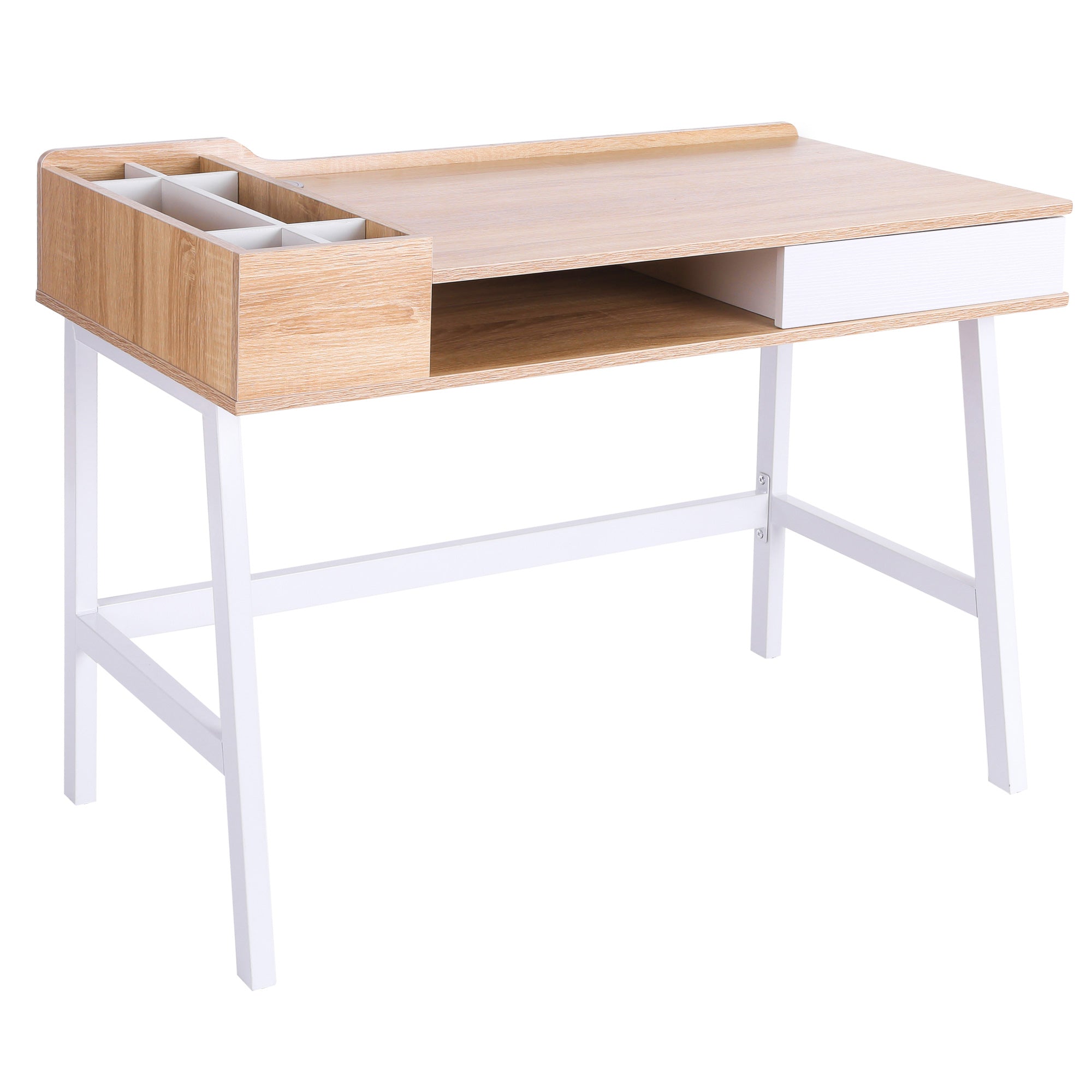 Desk with Storage & Drawer, Large Top, Wood