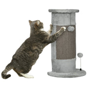 Cat Scratching Post, 58cm Covered Plush, Play Balls, Corner Walls - Grey