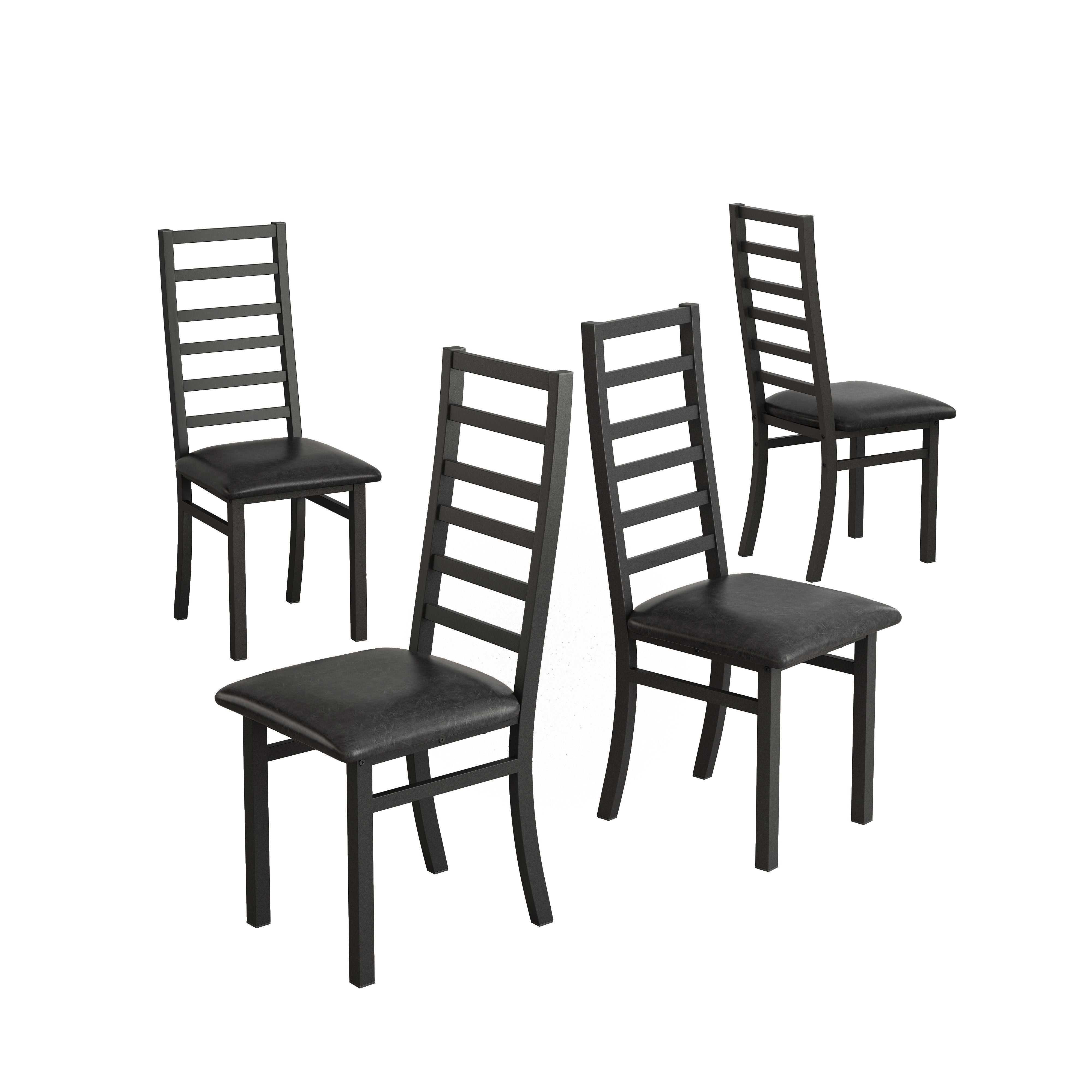 Dining Table Set, 4-Person 120CM Tulip with 4 Chairs, Black