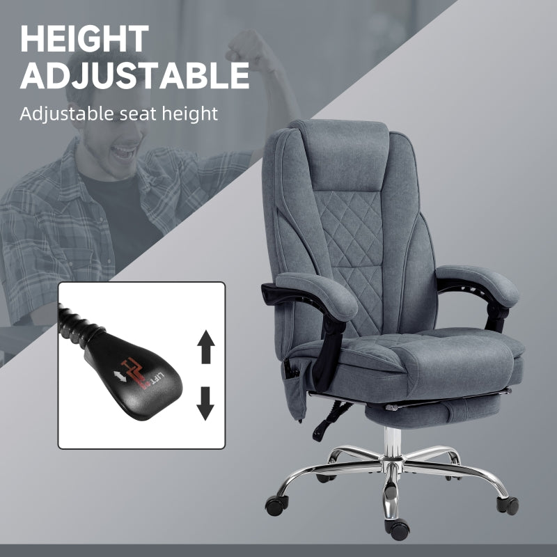 Massage Office Chair with Heat, Recline, Adjustable Height, and Footrest, Dark Grey