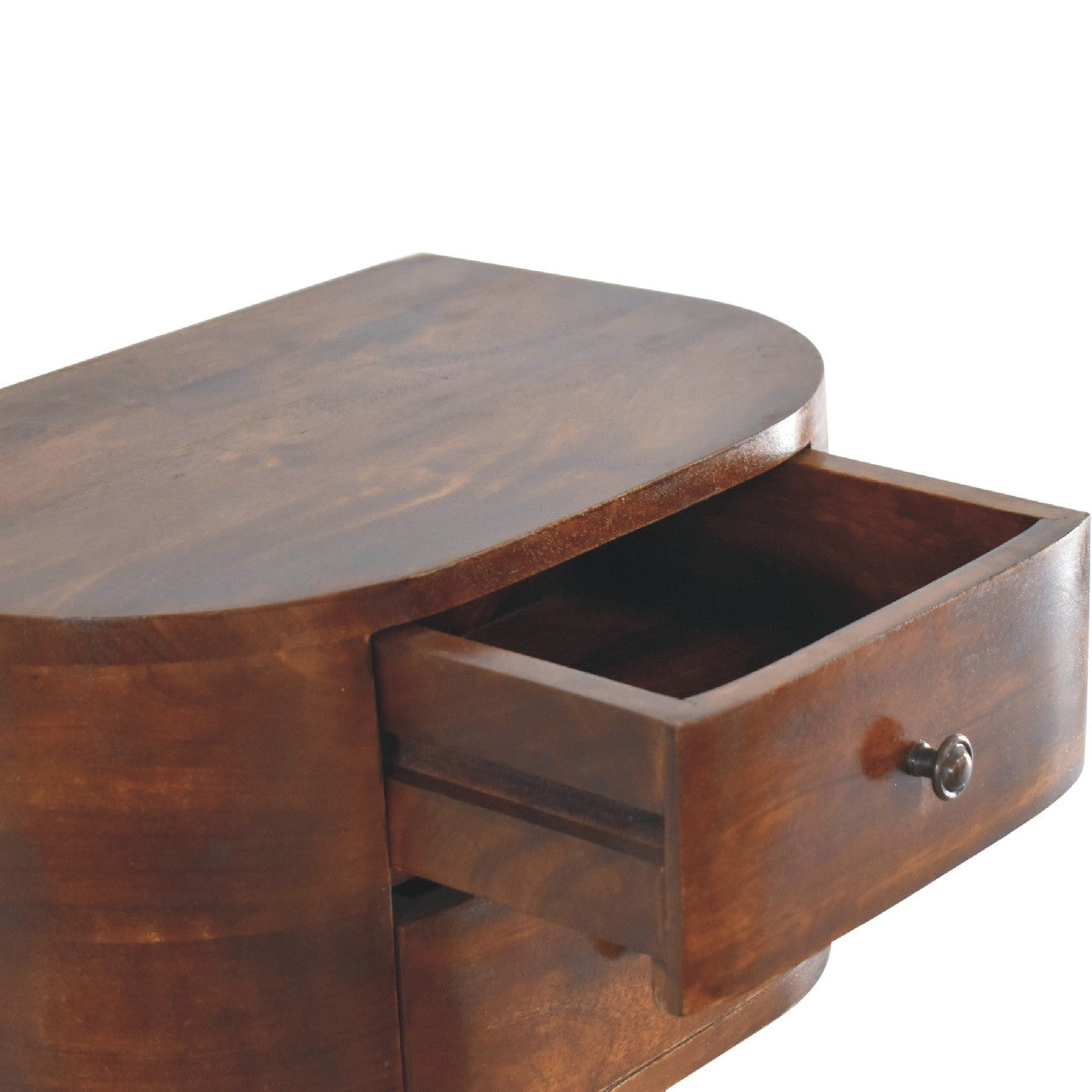 Lunar Floating Bedside, 2 Drawers, Solid Wood Dark Brown