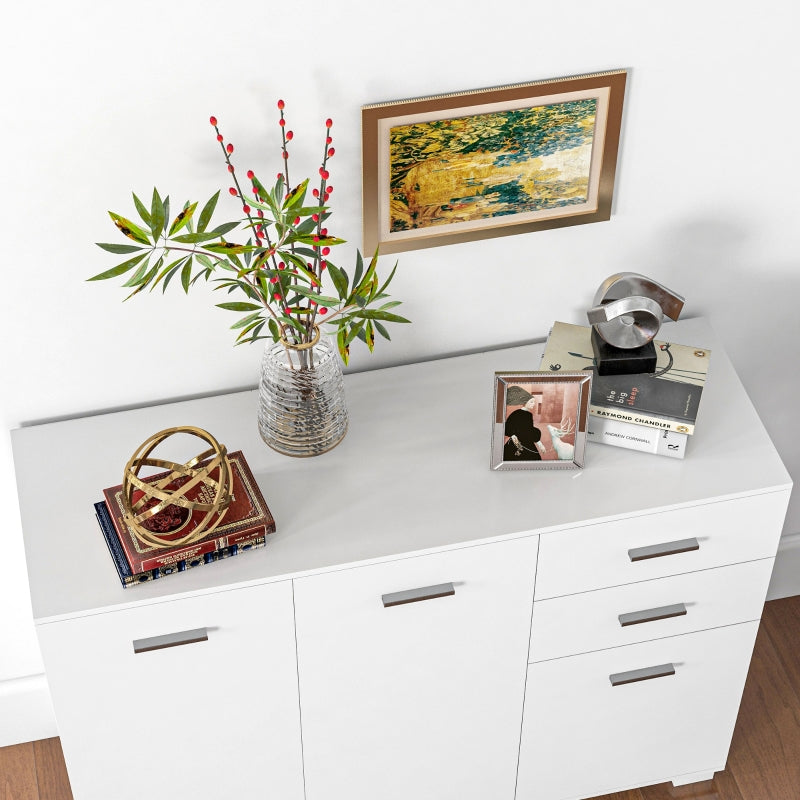 Sideboard Modern Storage Cabinet with 2 Drawers, 3 Doors and Adjustable Shelves, White