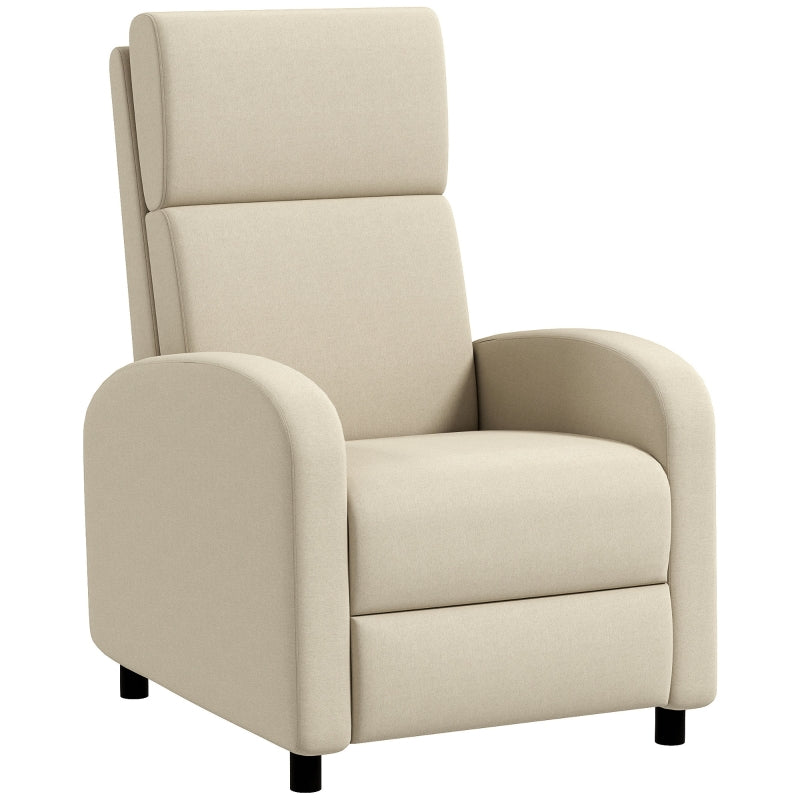 Relaxing Armchair Recliner with Footrest, 120kg, Cream White Linen