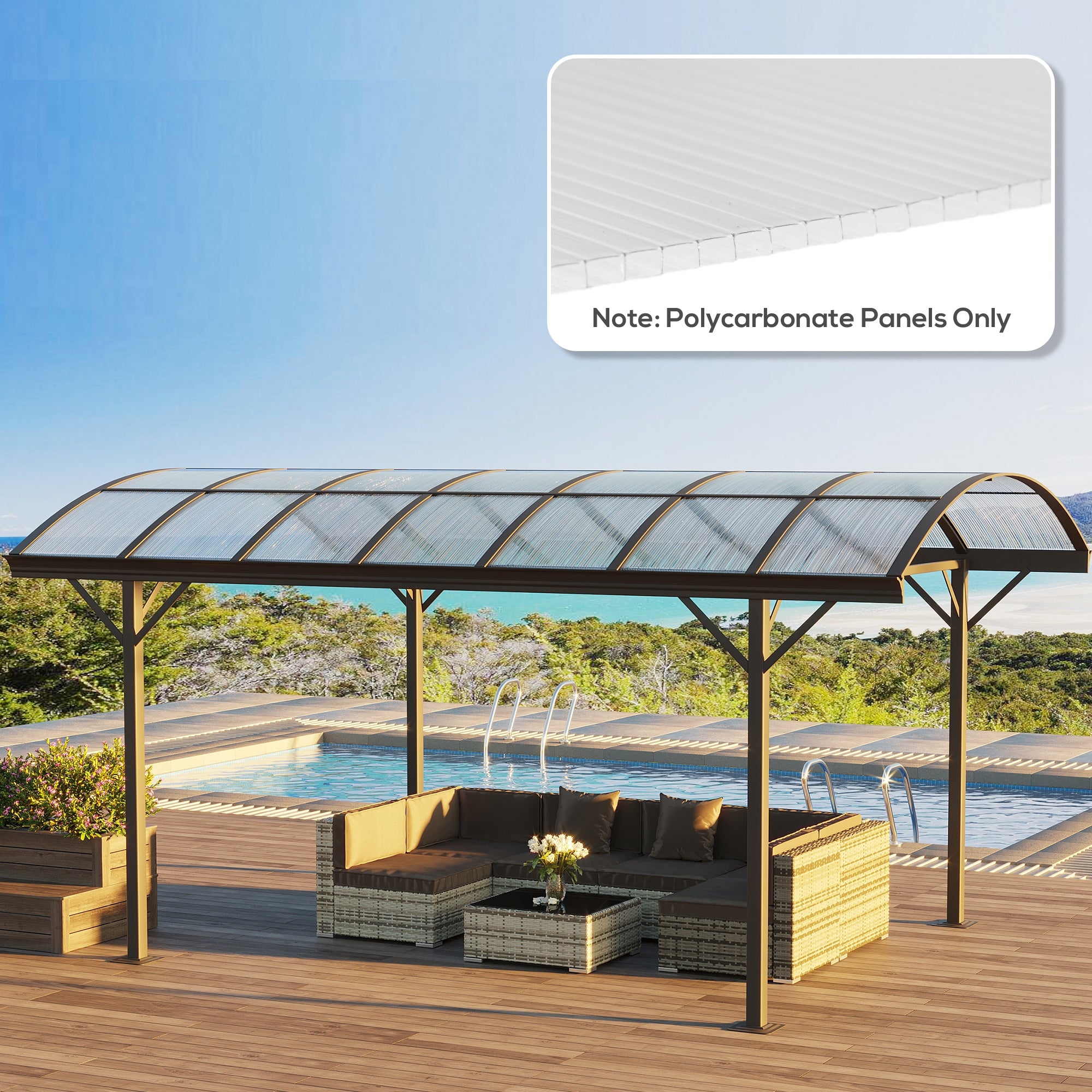14 Pieces Polycarbonate Sheets, 121 x 61 x 0.4cm Twin-Wall Greenhouse Panels, Clear