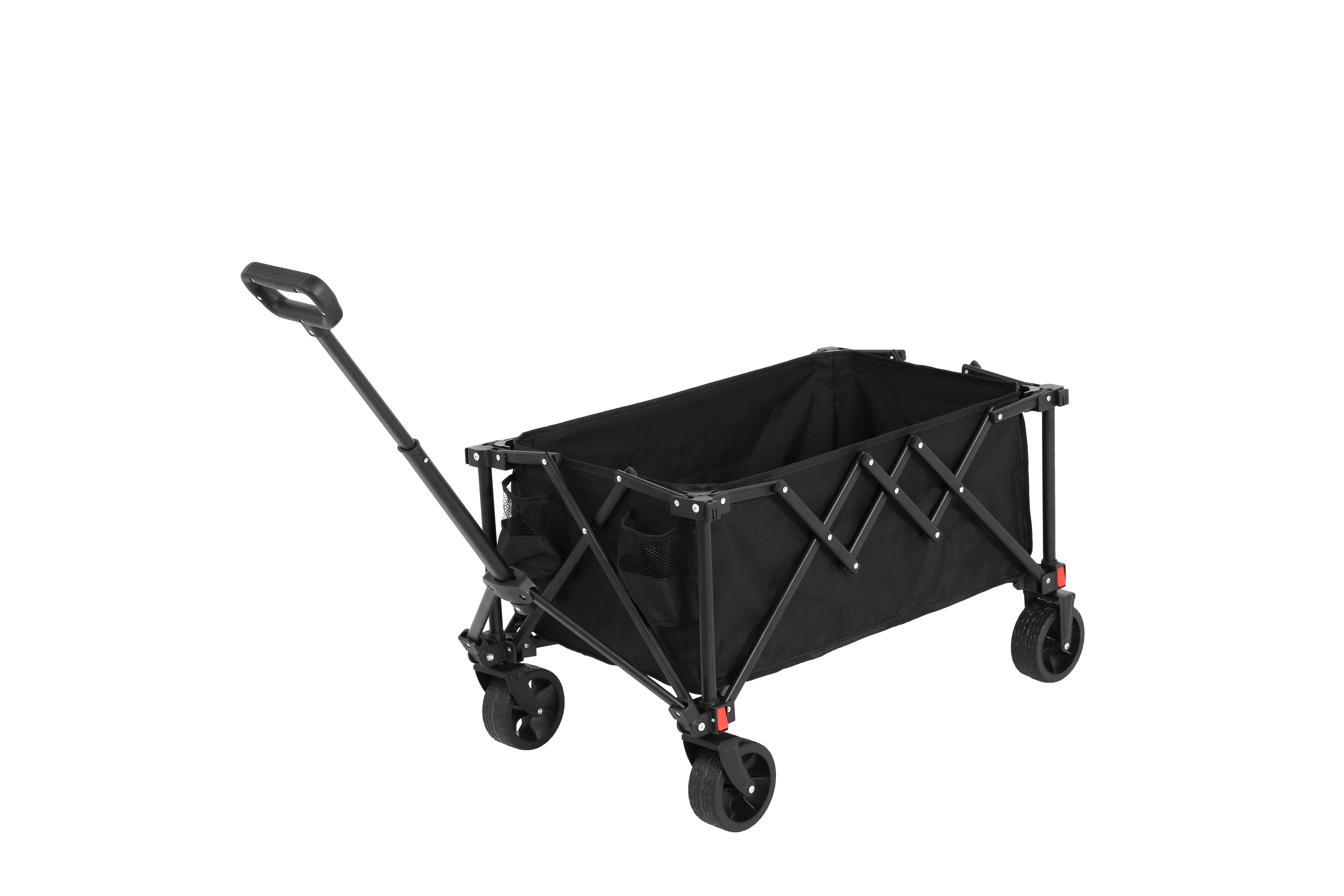Folding Wagon Cart with All Terrain Wheels, Heavy Duty, Adjustable Handle, Black