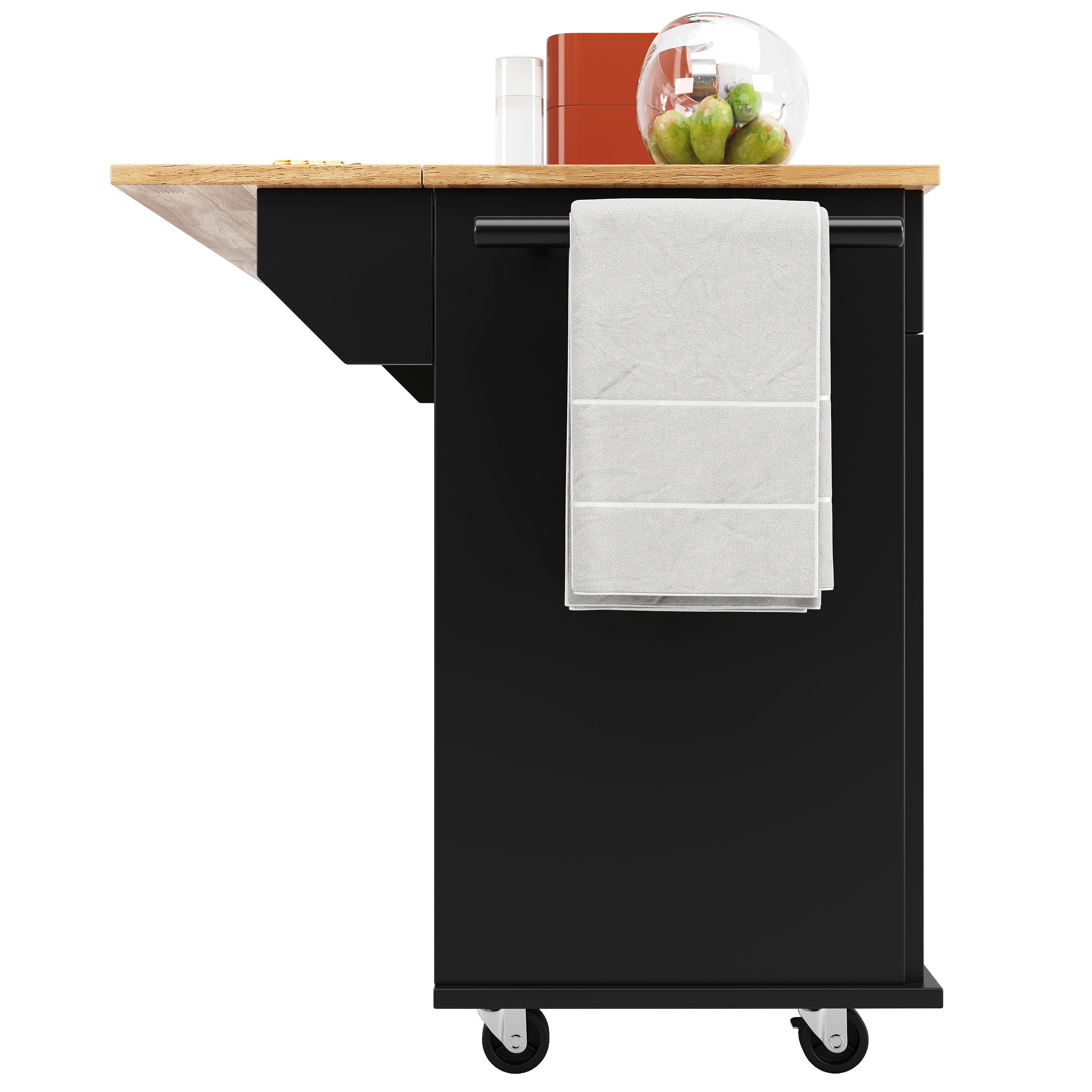 Modern Kitchen Island Multifunctional Dining Cart Storage - Black
