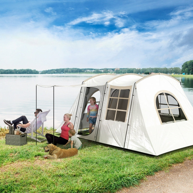 4 Man Tunnel Tent, Family Camping Tent, 3000mm Waterproof, Khaki