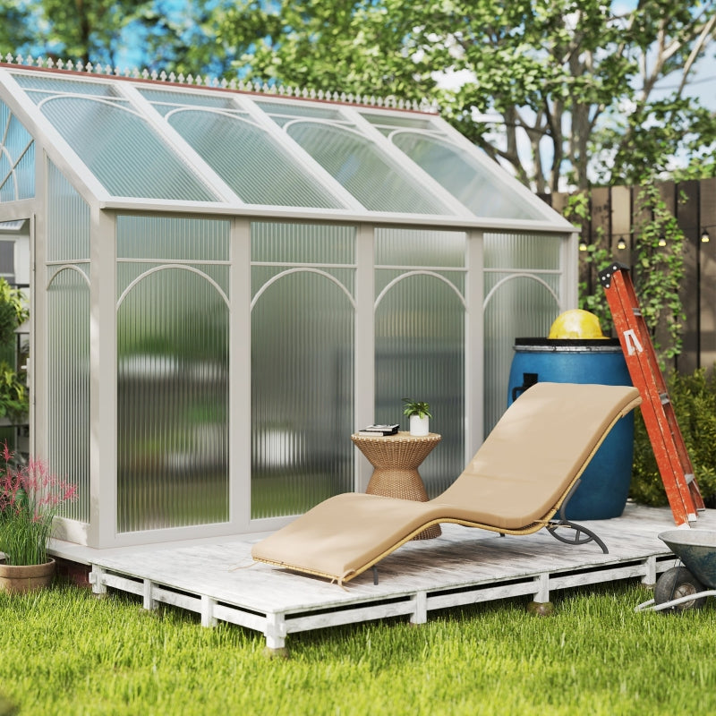 Sun Lounger, Water-Repellent, 120 kg Load Capacity, Polyrattan Beige