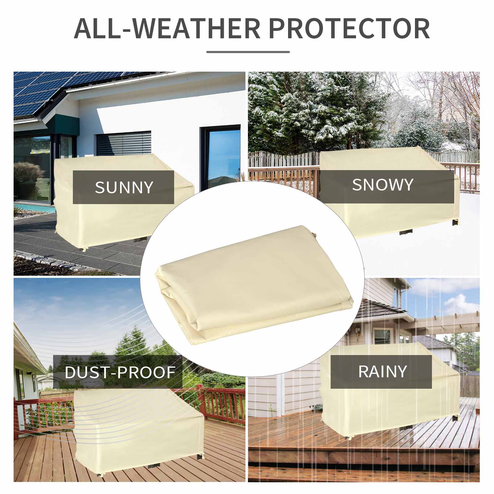 Furniture Cover, 2 Seater Sofa Protector Waterproof for Garden Patio, Beige 600D Oxford Cloth