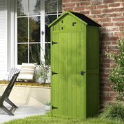 Small Shed, Tall Slim Garden Shed with 3 Removable Shelves, Wooden Green