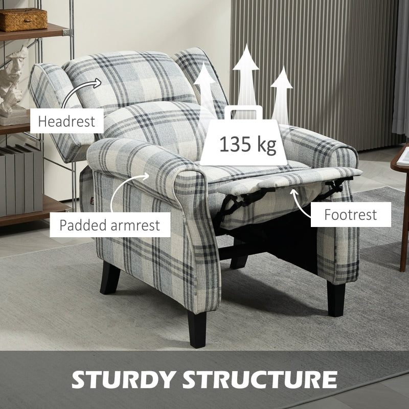 Reclining Armchair 160° Recline with Footrest Grey