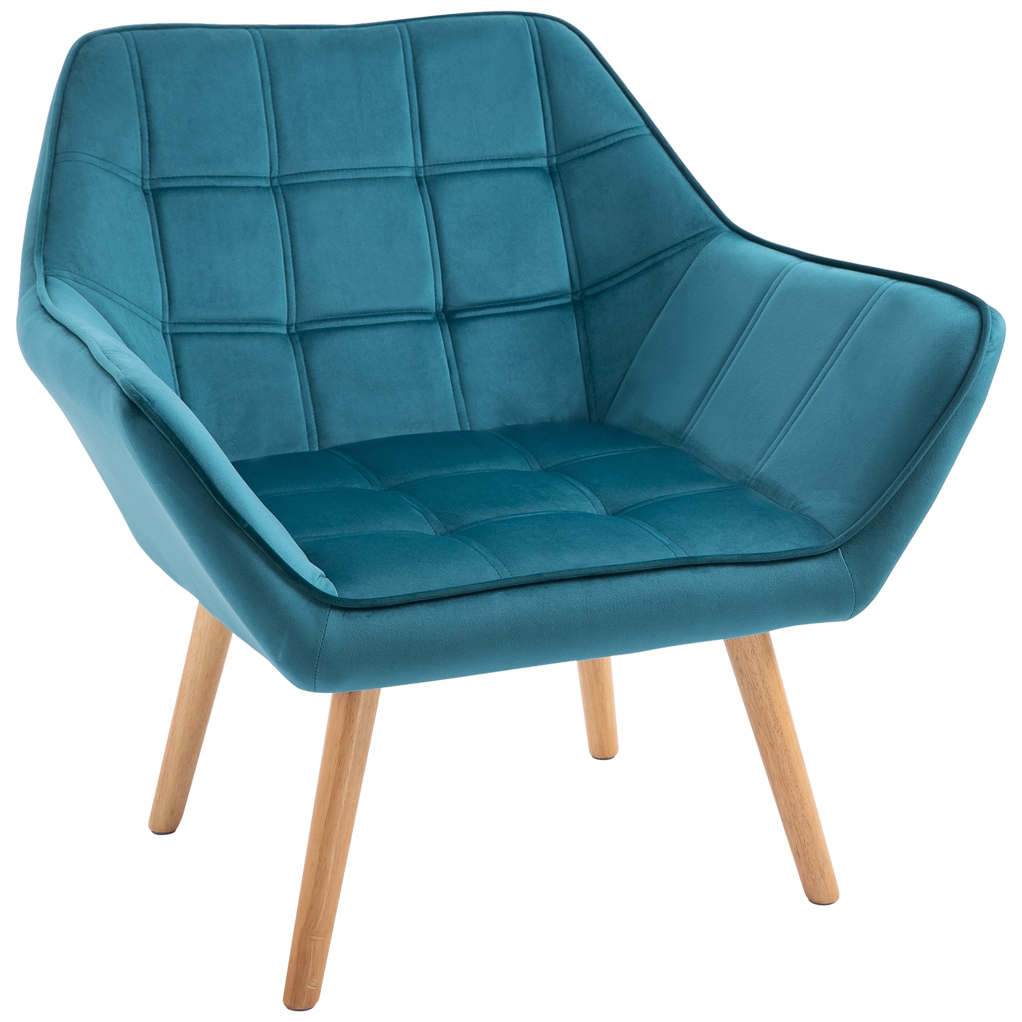 Armchair Wingback Recliner Raised Legs Scandinavian, Light Blue Velvet