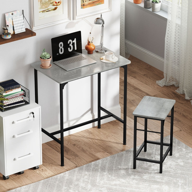 Bar Table Set with Bar Stools, 2 Chairs, Grey