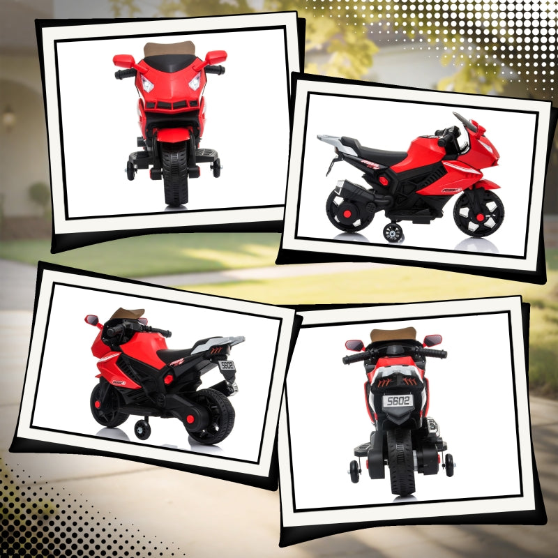 Electric Motorcycle for Children with Horn, Headlight and Music, 2.5 km/h, Red