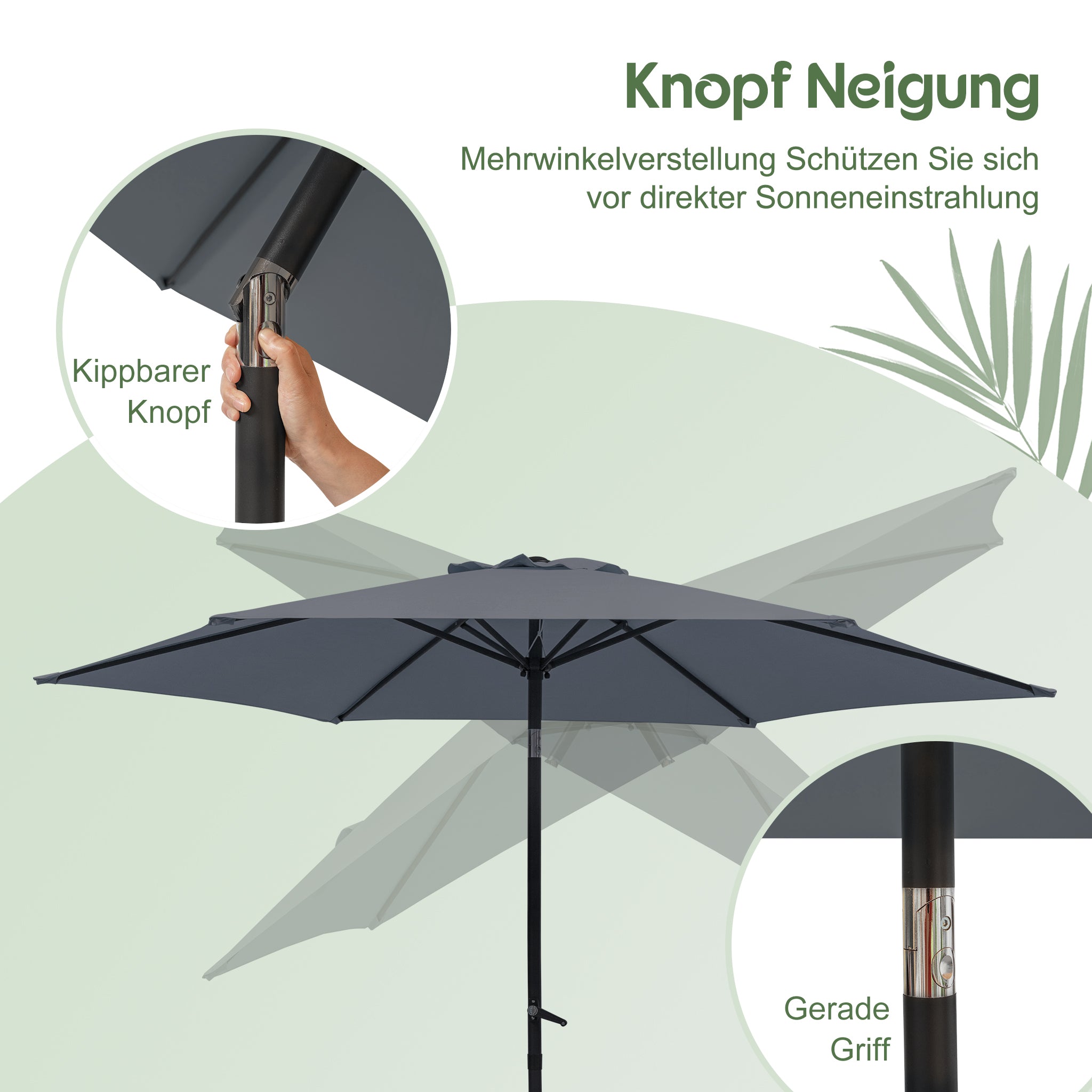 Parasol, Ø 270 cm Foldable Travel Beach Umbrella
