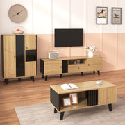 Living Room Furniture Set, 3-Piece Coffee Table TV Cabinet Sideboard Modern Design, Wood and Black