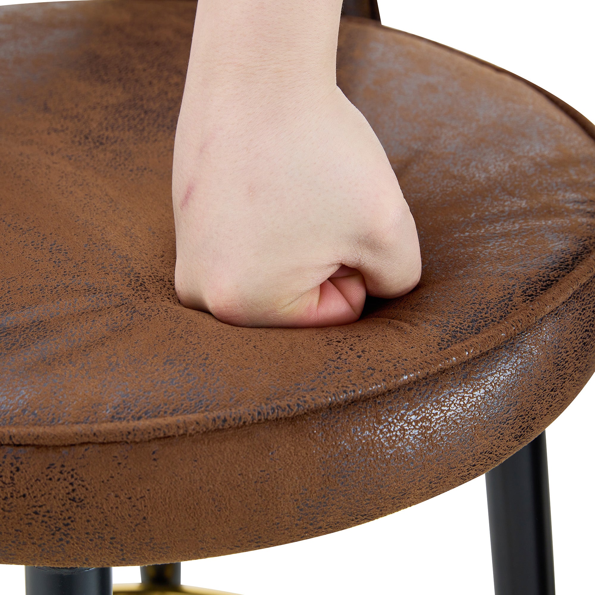 Bar Stool, 360° Swivel Padded Set of 2, Brown Technical Fabric