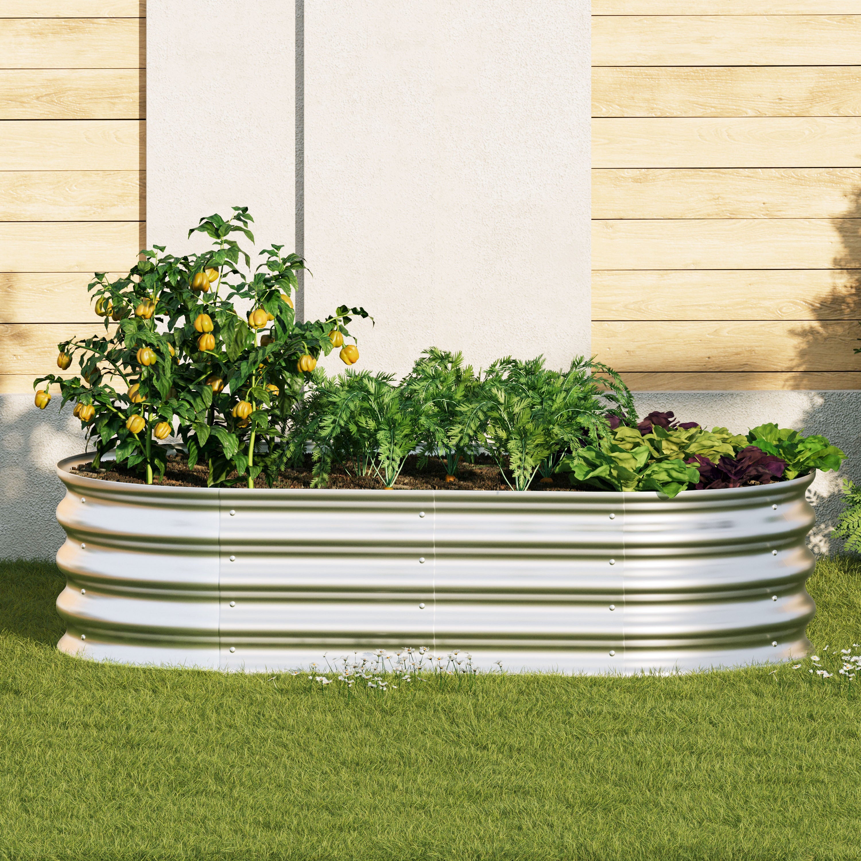 Raised Bed Metal Galvanized Planter Elevated Garden Kit, Rust Resistant, Easy Assembly, 4x2x1ft