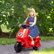 AIYAPLAY 6V Electric Motorcycle for Kids, with Headlight, Music, Training Wheels, Red