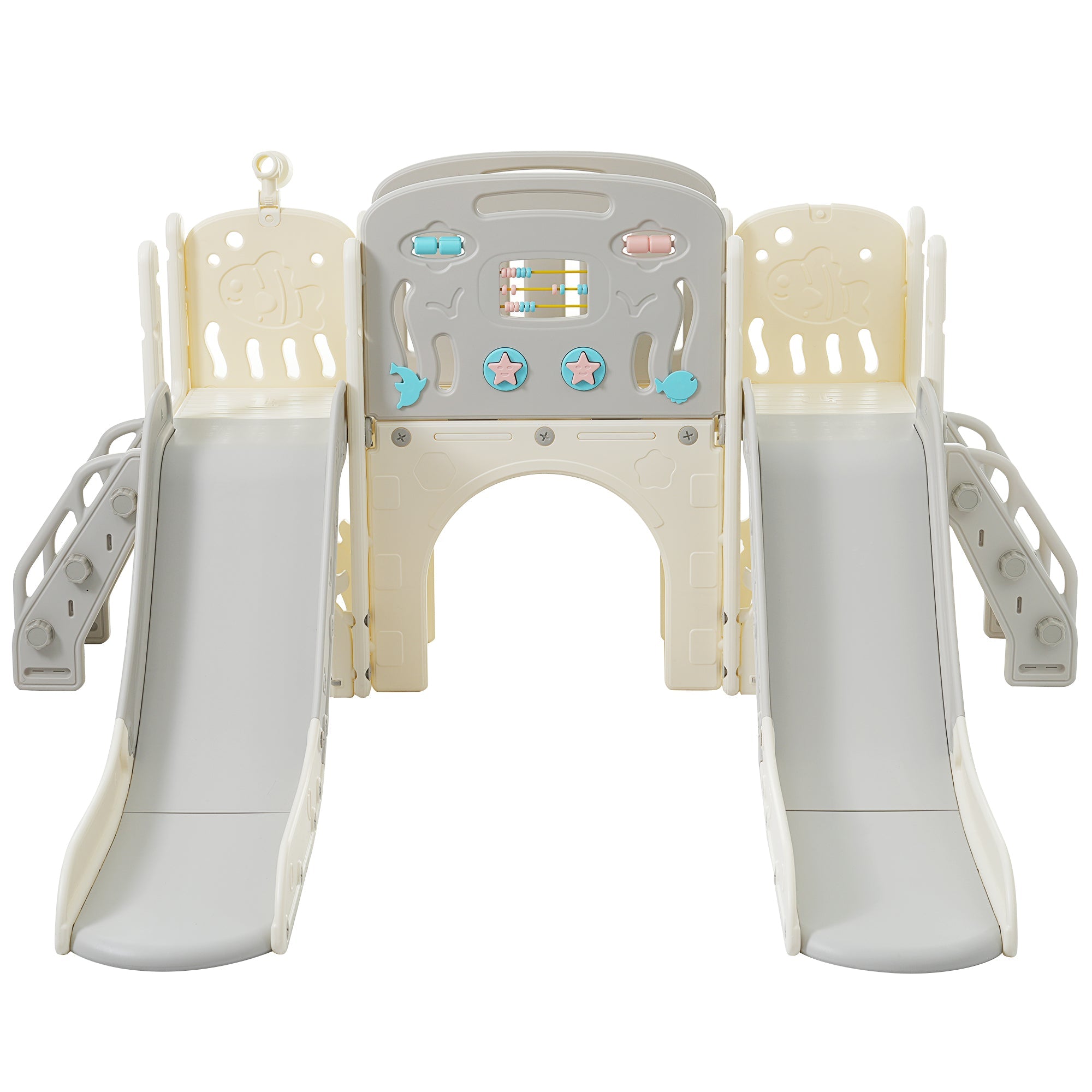 8-in-1 Children's Playground Set, Slide, Tunnel, Basketball Hoop, Telescope, Climbing Frame, Freestanding