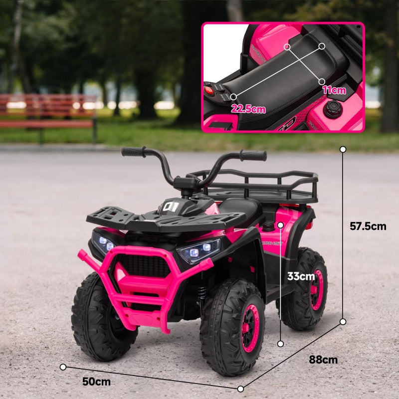 Kids Electric Ride on ATV, 12V Battery-Powered Quad Bike with Spring Suspension, Pink