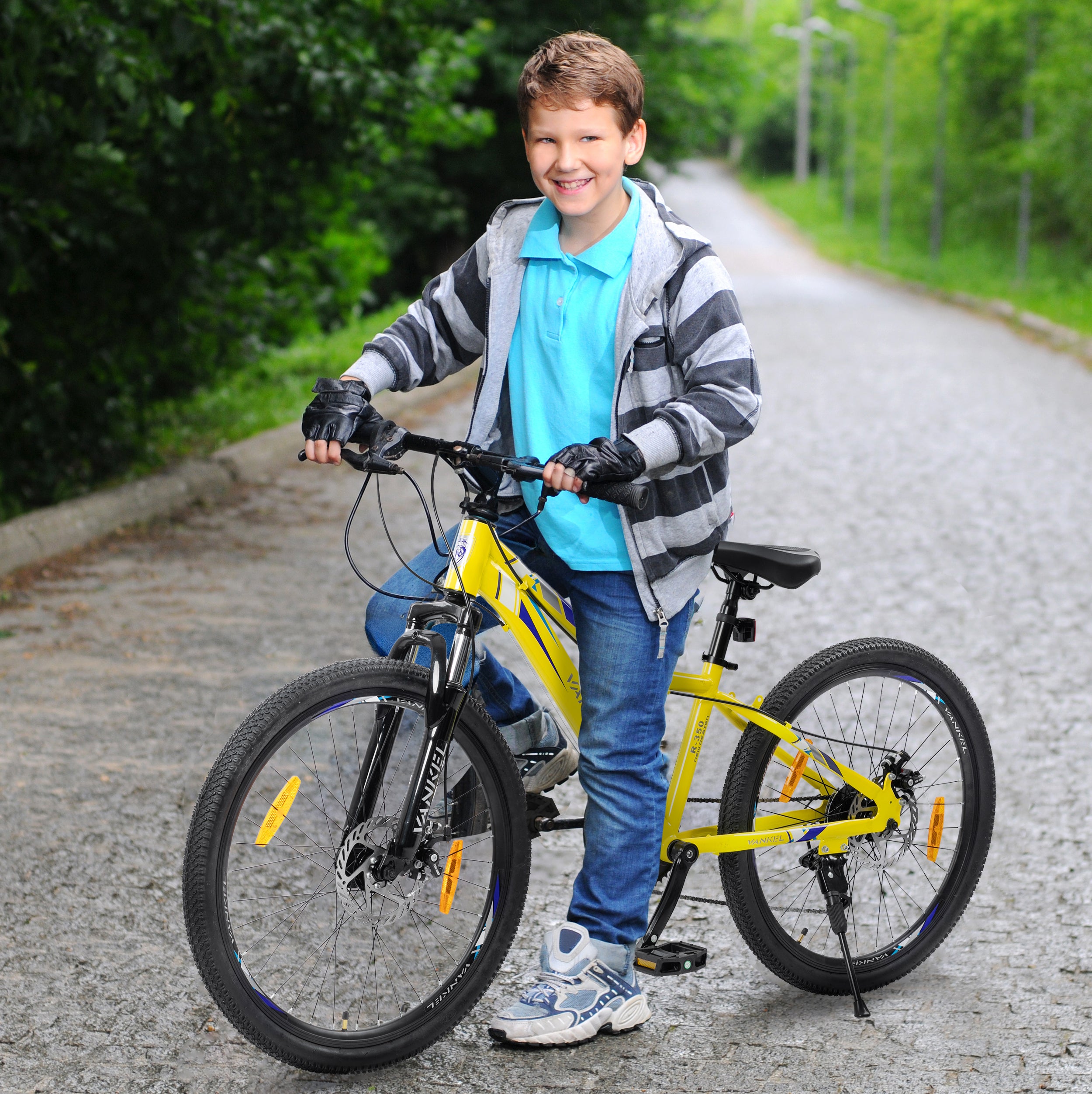 24-Inch Mountain Bike for Boys and Girls, 6-Speed Gears and Shock-Absorbing Fork, Steel Frame