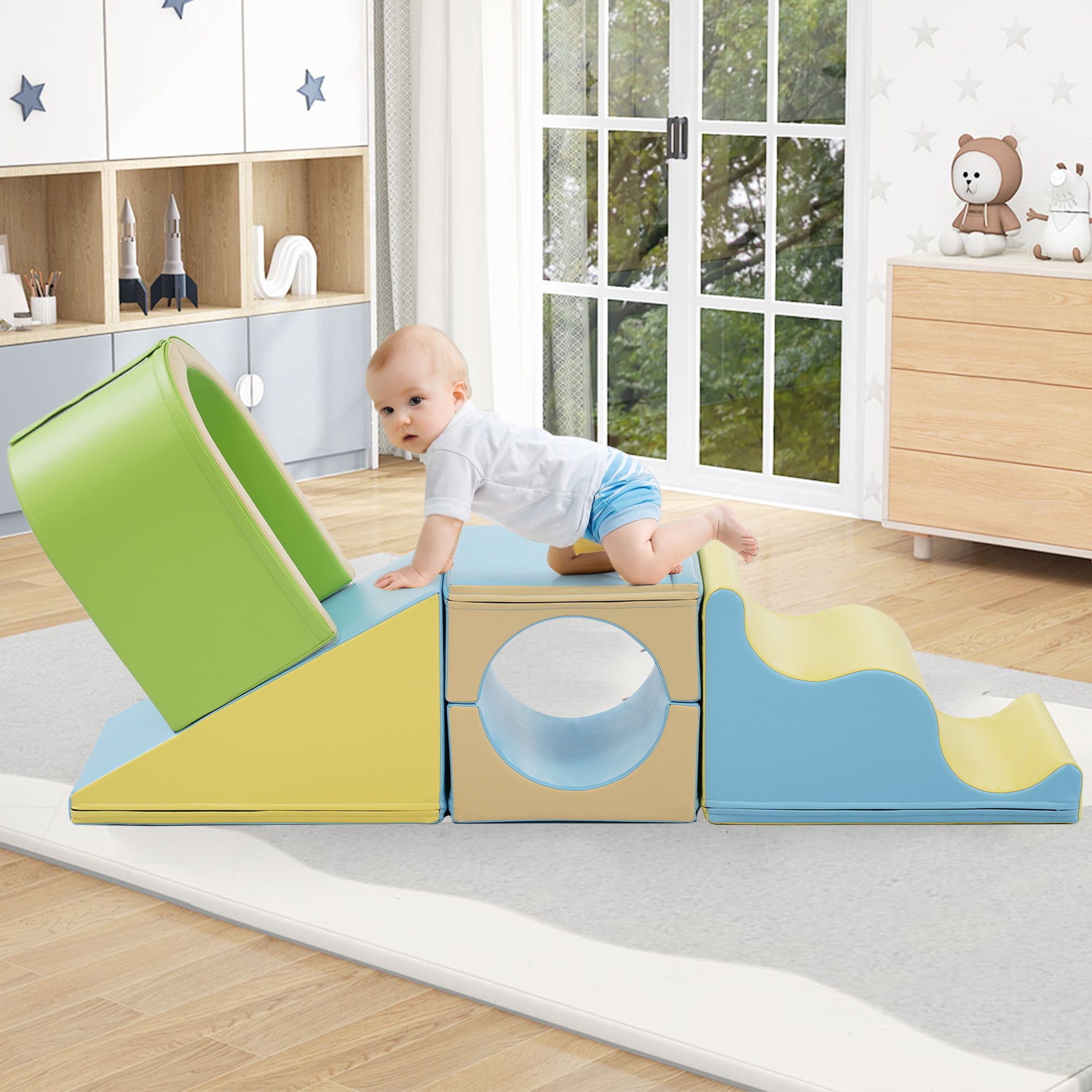 6-in-1 foam building blocks: creative play, crawling, sliding, colorful