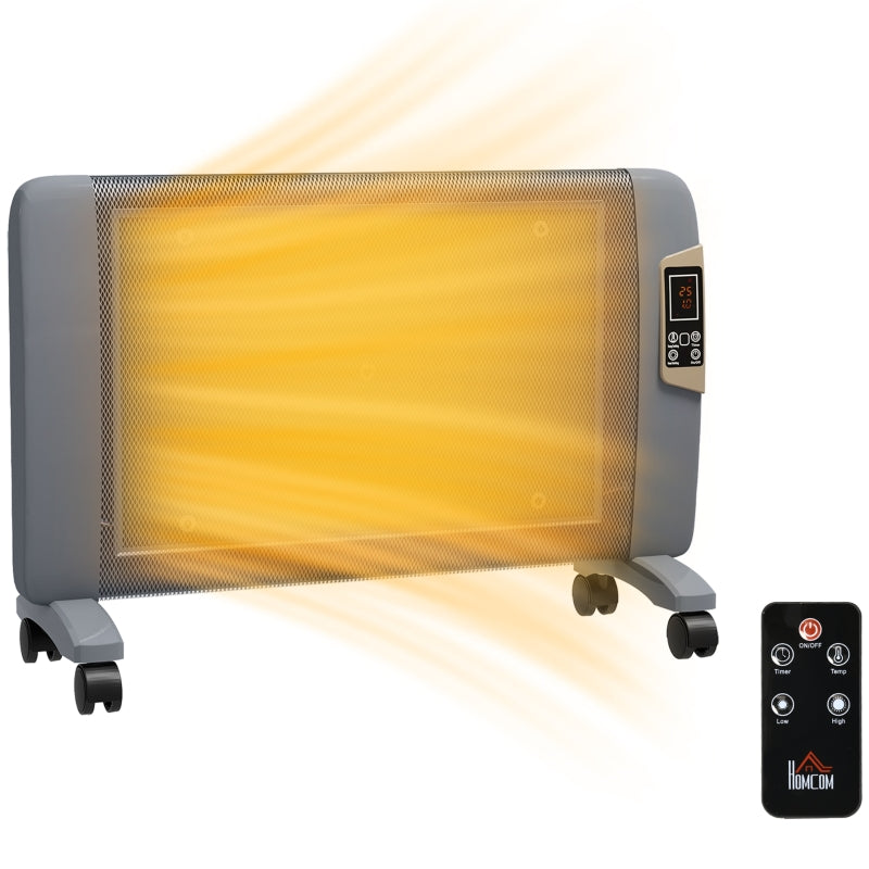 Mica Electric Space Heater, Portable 1000W/2000W with 2 Heat Settings, Grey