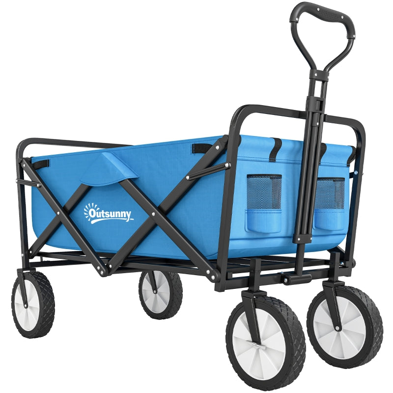 90L Festival Trolley Folding Camping Cart with Adjustable Handle, Blue