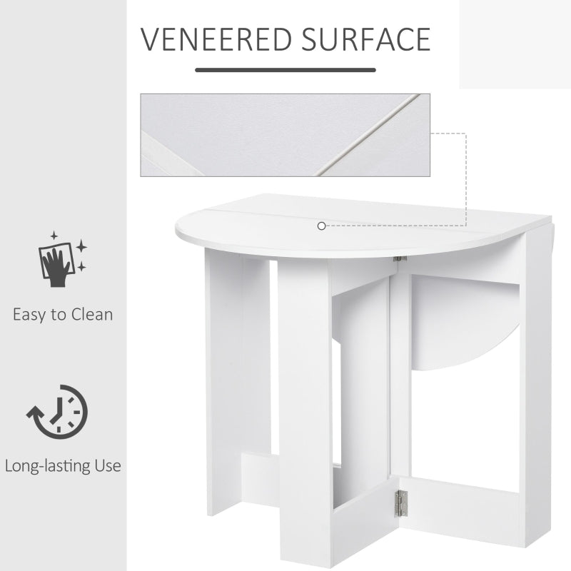 Space-saving Drop Leaf Folding Dining Table for Small Space, White