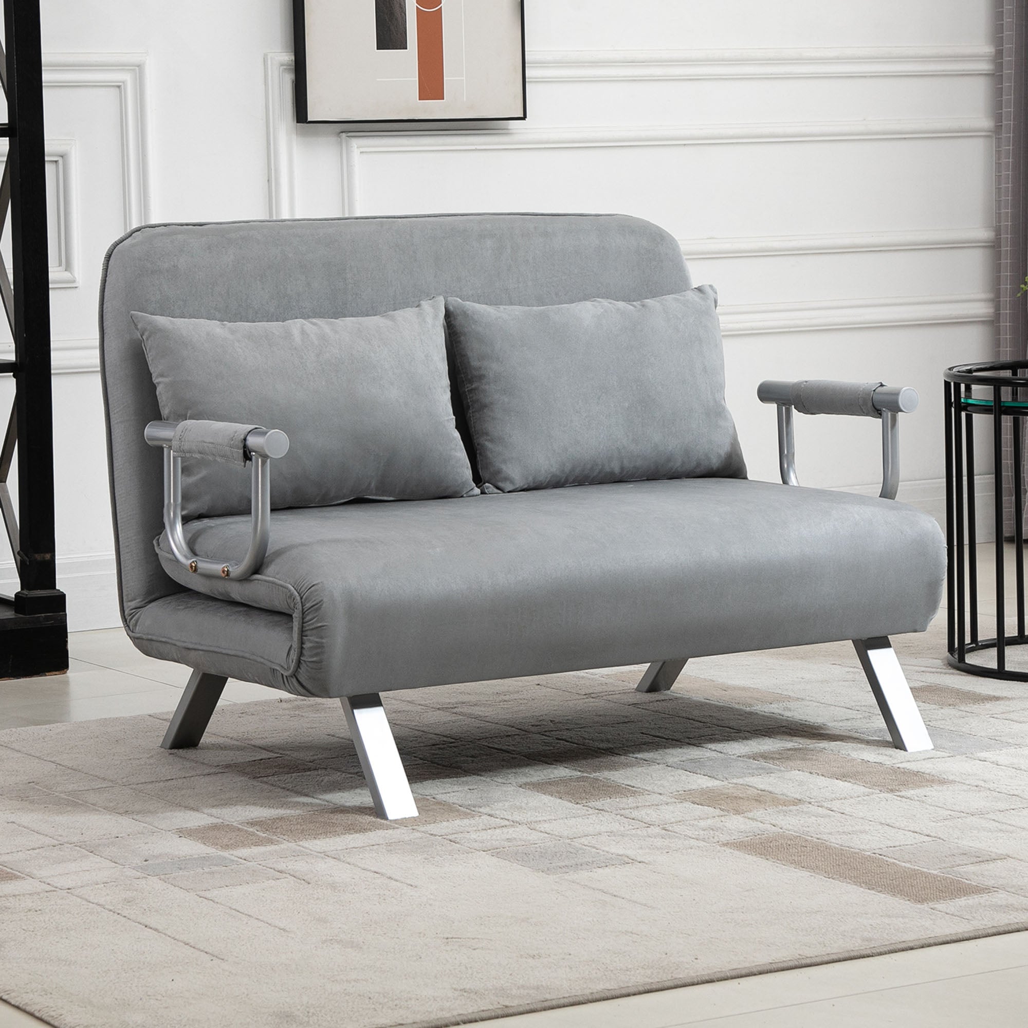 Two-Seater Click-Clack Sofa Bed Light Grey