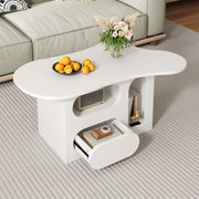 Coffee Table with Drawers, Cloud-Shaped with Open Storage, High-Quality Material