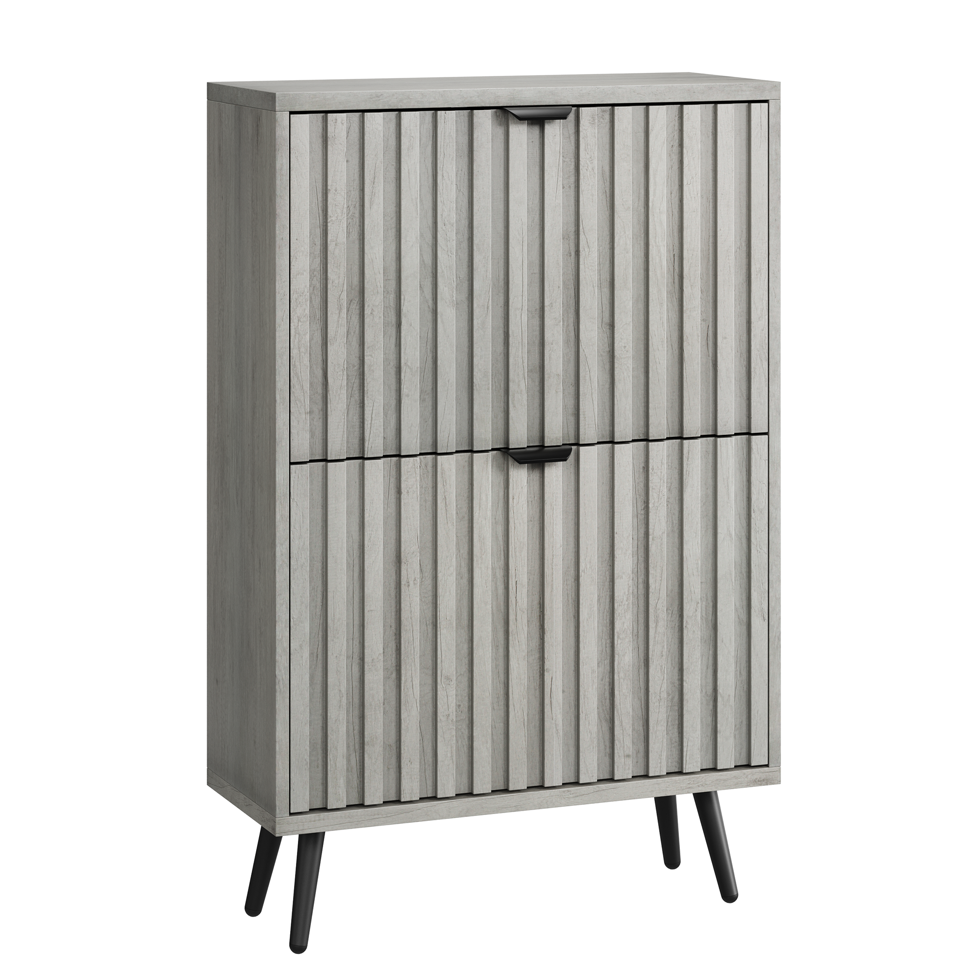 Shoe Cabinet 60cm with 2 Flip-Drawers, Grey