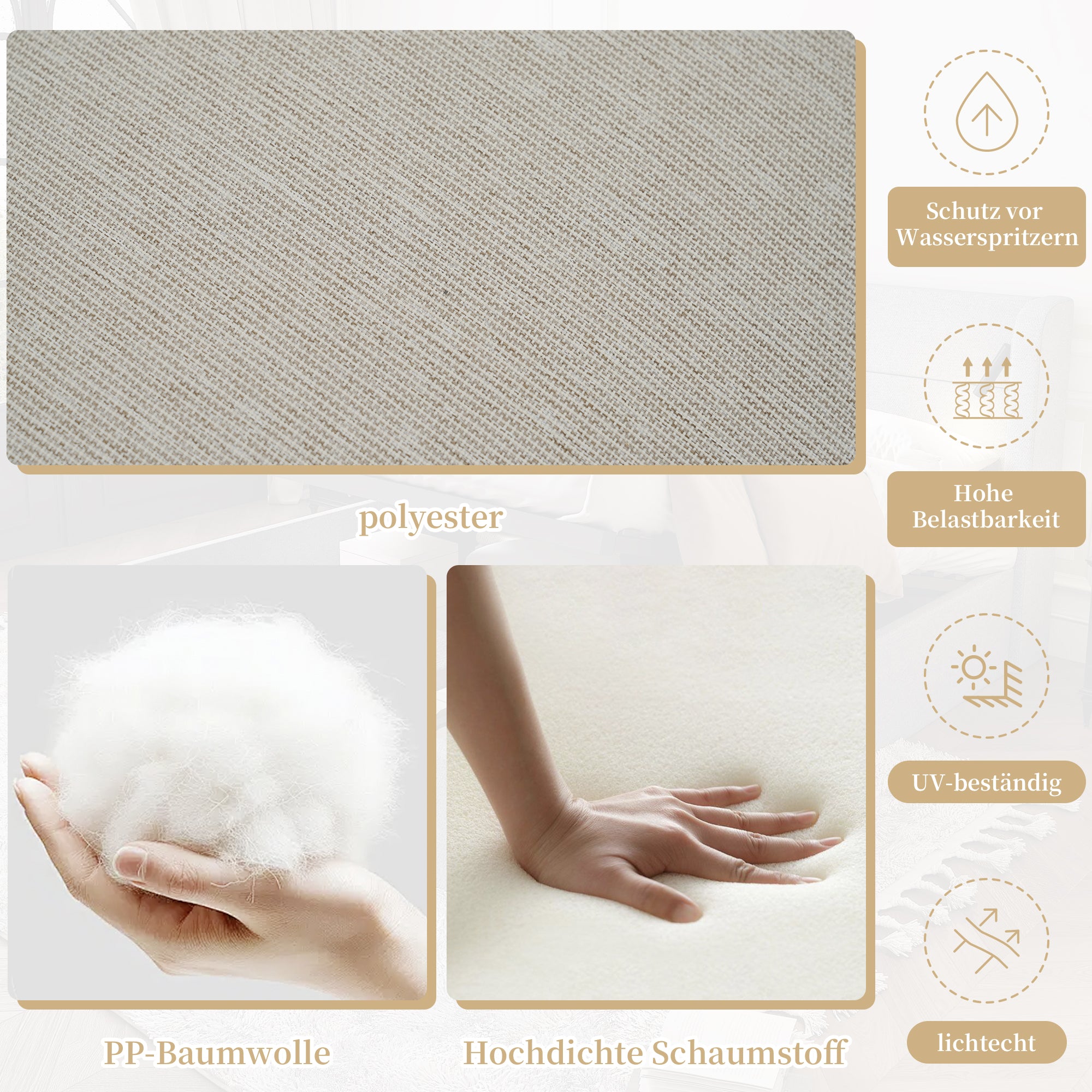 Garden Furniture Set with 2 Convertible Reclining Beds and Coffee Table, Beige