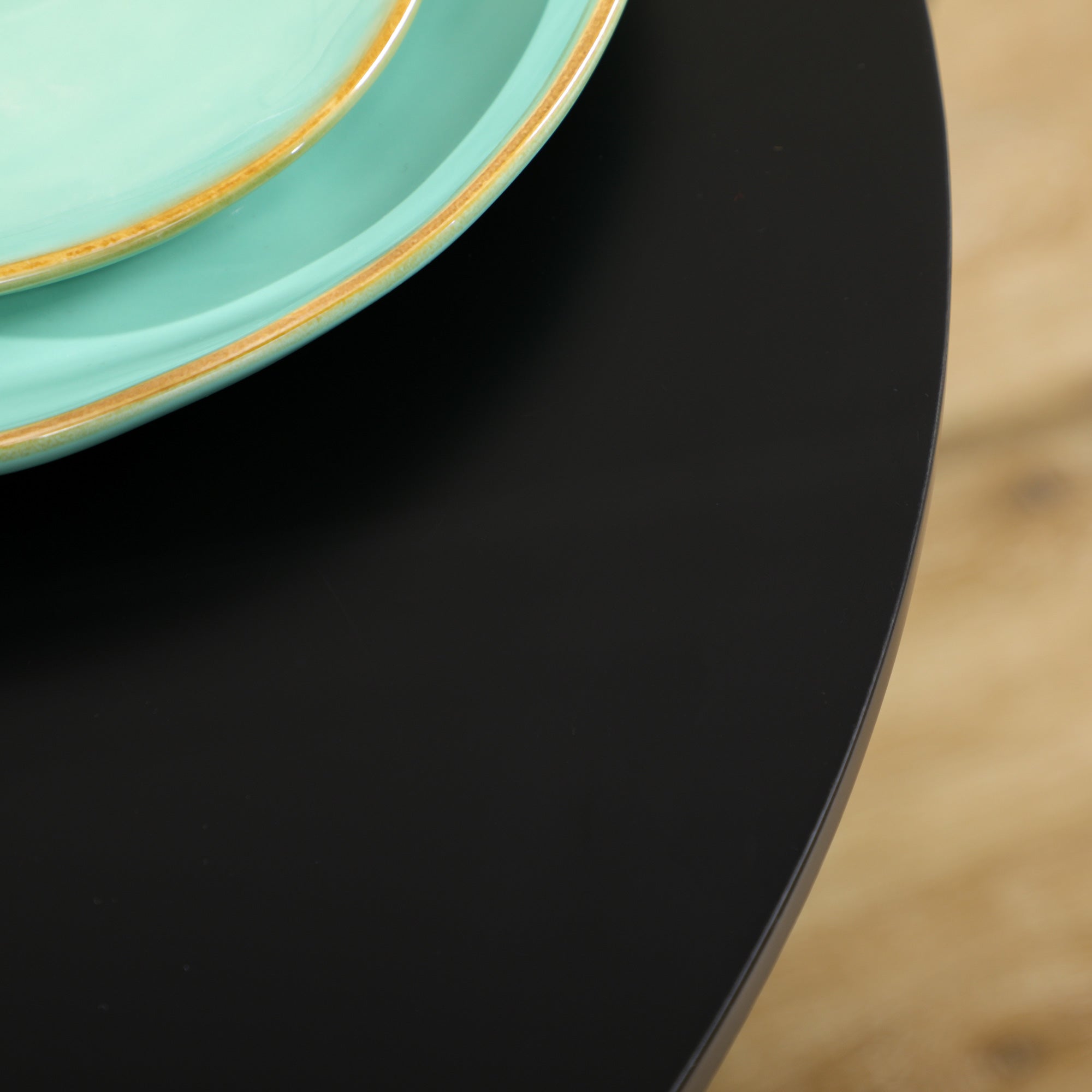 Round Dining Table for 2, Modern Steel Legs Small Spaces