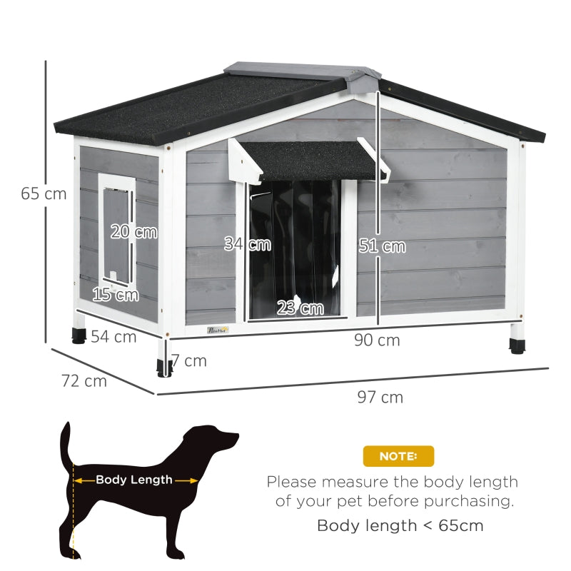 Dog Kennel for Outside, Medium Dogs, Grey Wood
