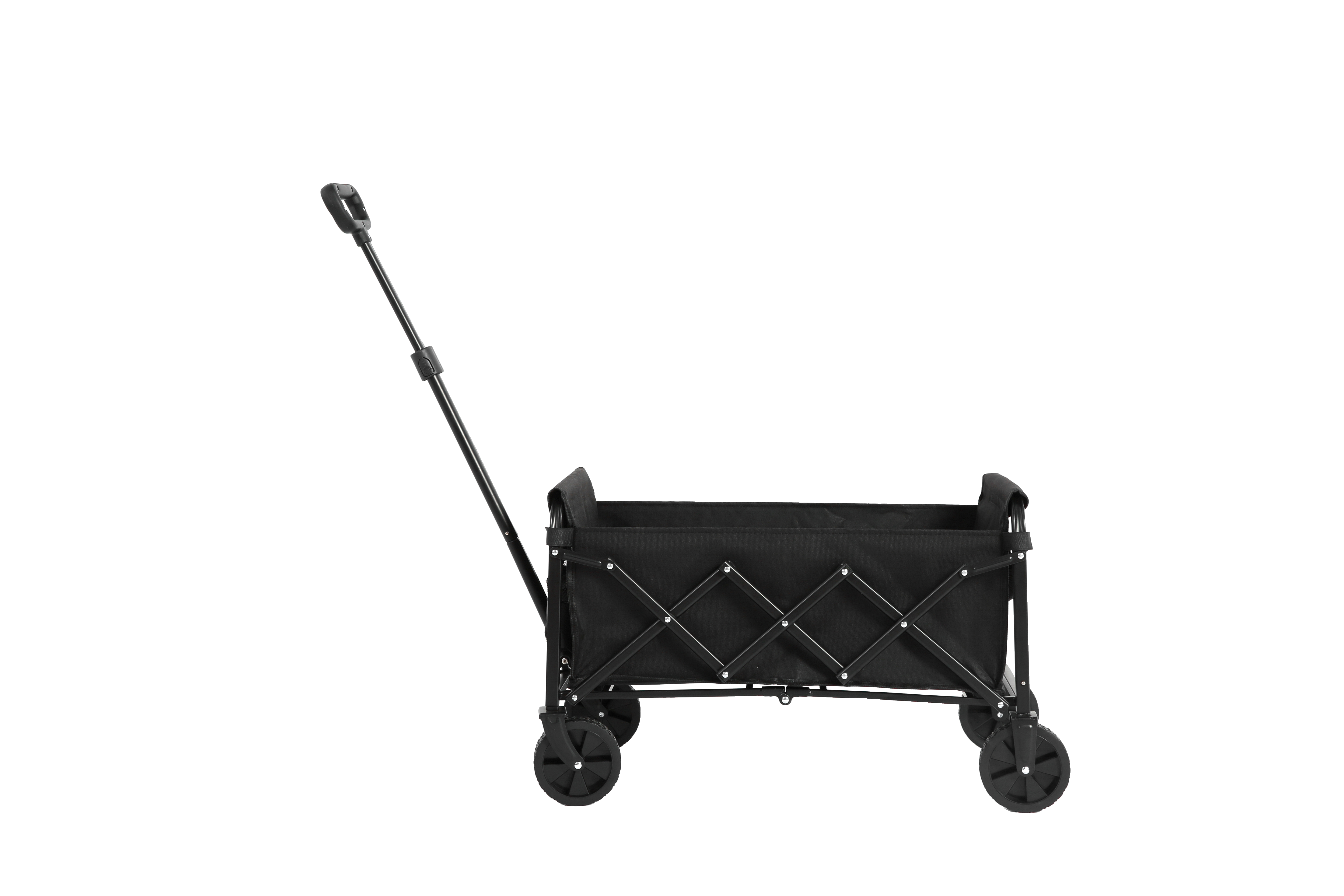 Lightweight Portable Folding Beach Wagon - Heavy Duty Utility Cart with Wheels, Large Capacity, Black