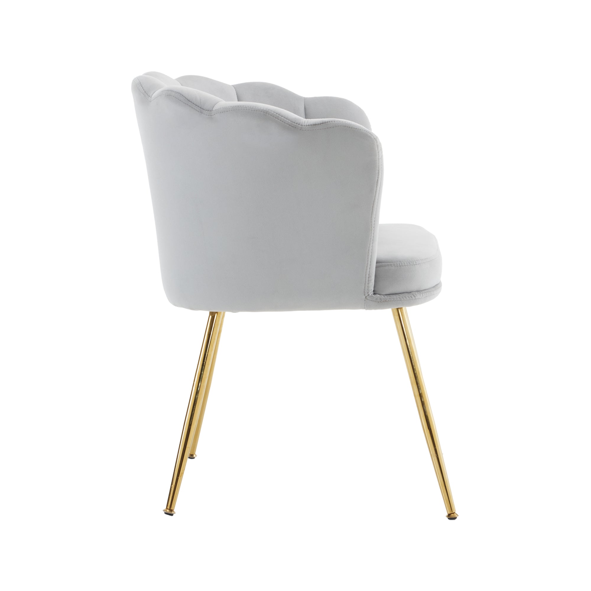 Modern Armchair, Velvet Upholstered Petal Back with Gold-Plated Metal Legs