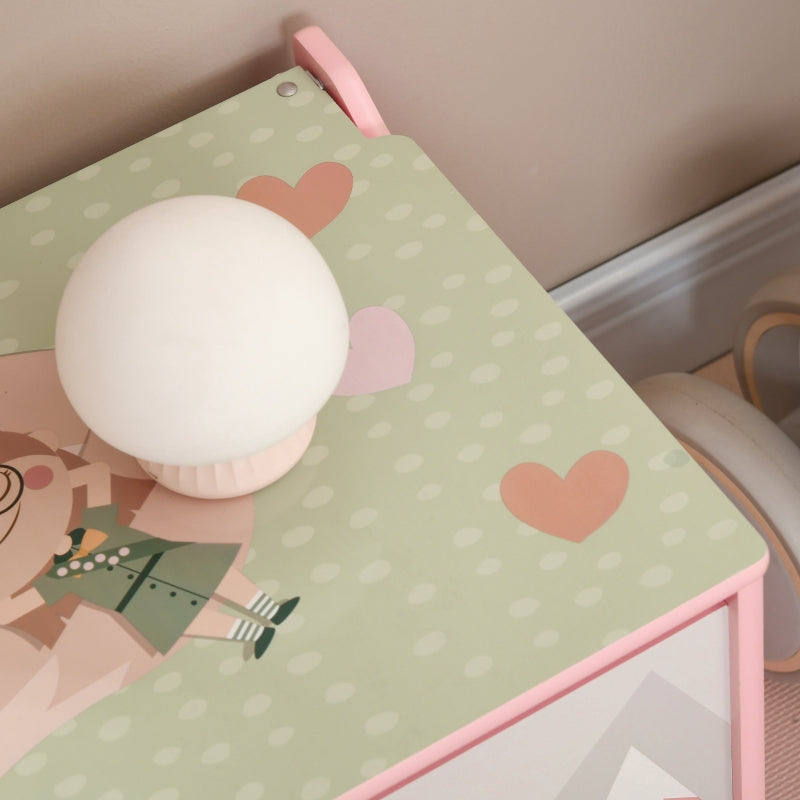 Toy Box Storage Chest Safety Hinge Animal Design - Pink